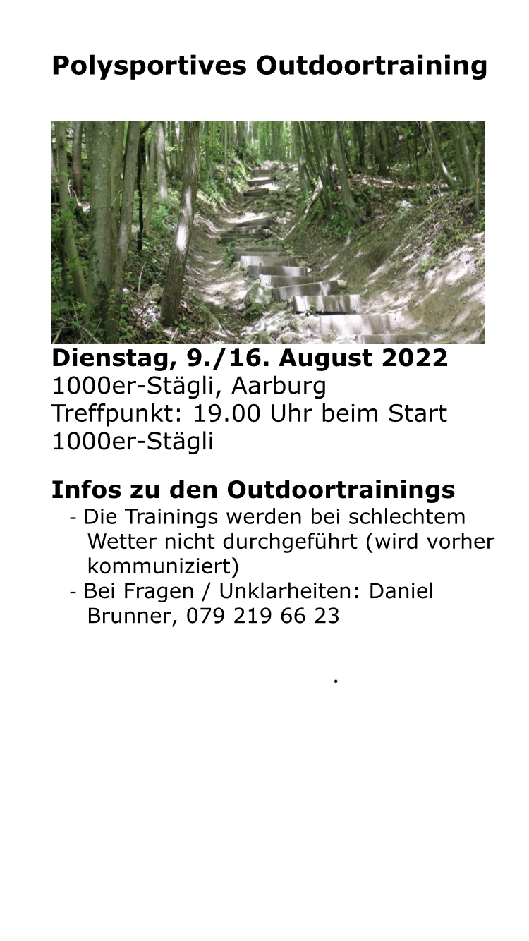 Read more about the article Outdoortraining während den Sommerferien